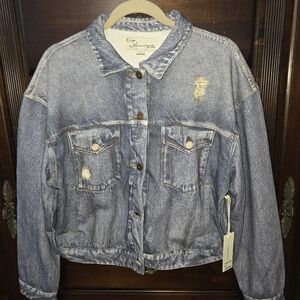 Vintage Havana Light Blue Distressed Jean Jacket